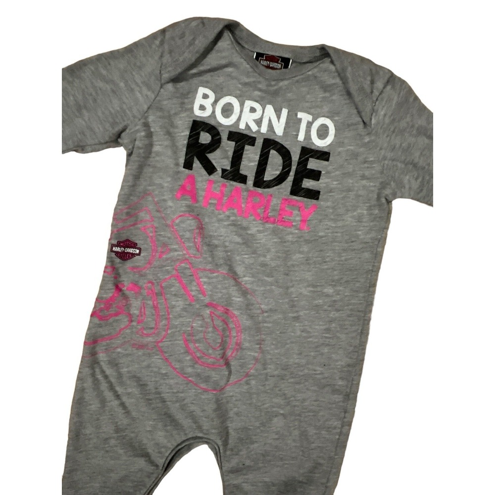 HARLEY-DAVIDSON OUTFIT BABY TODDLER SIZE 6-9 MONTHS GREY ONE PIECE